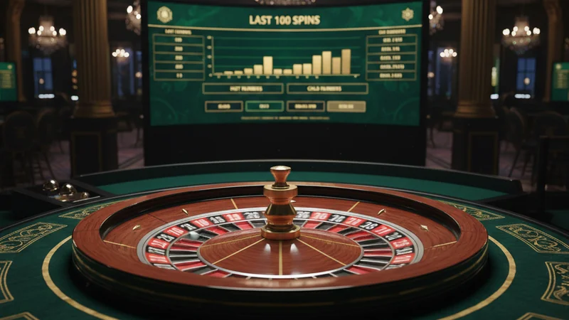 Spinning European roulette wheel and ball in motion inside a professional live online casino studio with green felt.
